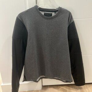 Grey and Black Faux Leather Sweater